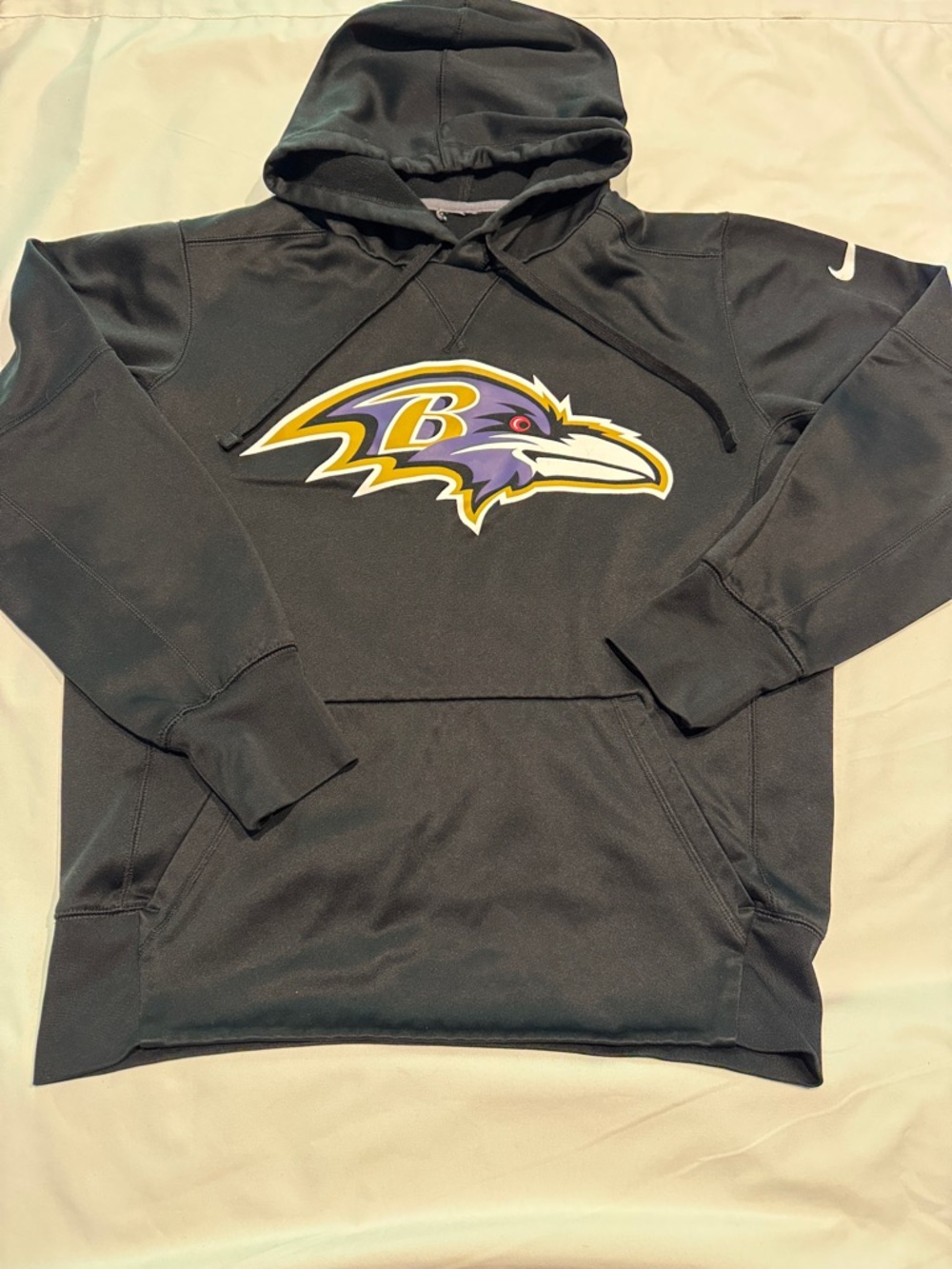 Nike Black Pullover Hoodie with Purple and Gold Ravens Logo